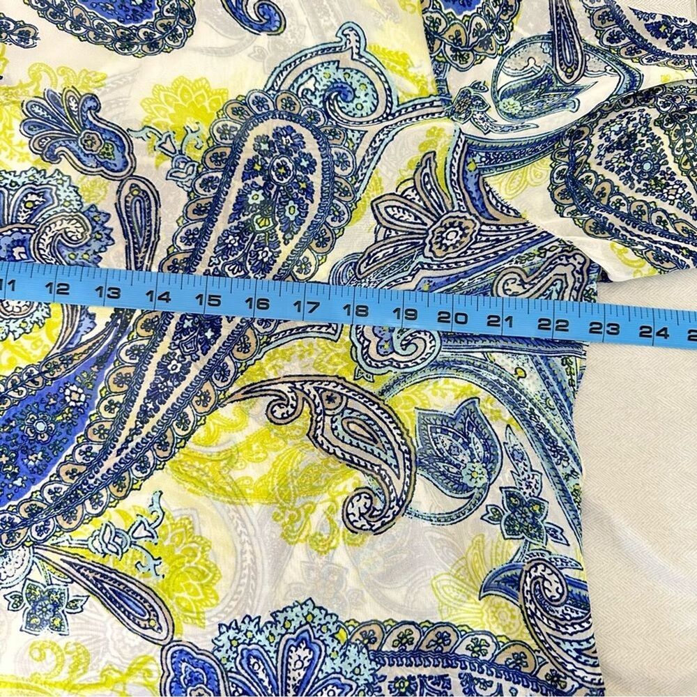 Chico's 2 Large Arielle Paisley Roll Sleeve Sheer Pullover Tunic Top - Picture 14 of 16
